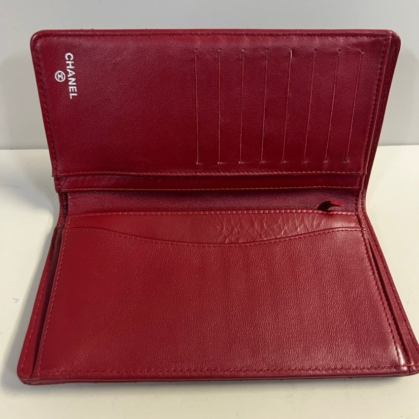 Chanel Quilted Red Leather Wallet