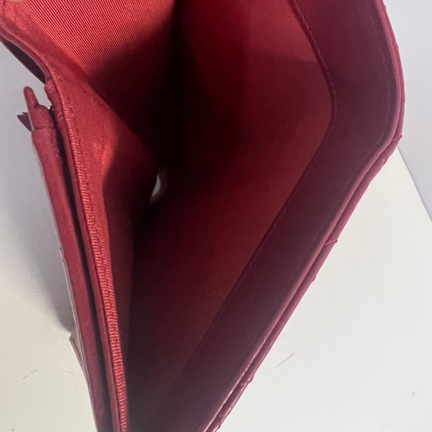 Chanel Quilted Red Leather Wallet