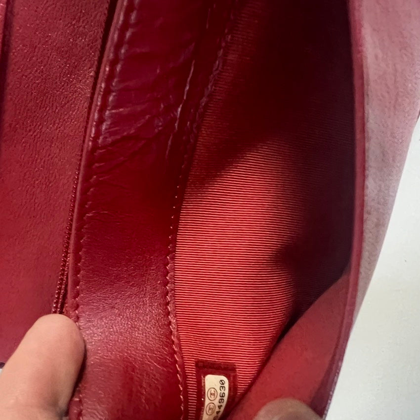Preloved Chanel Quilted Red Leather Wallet