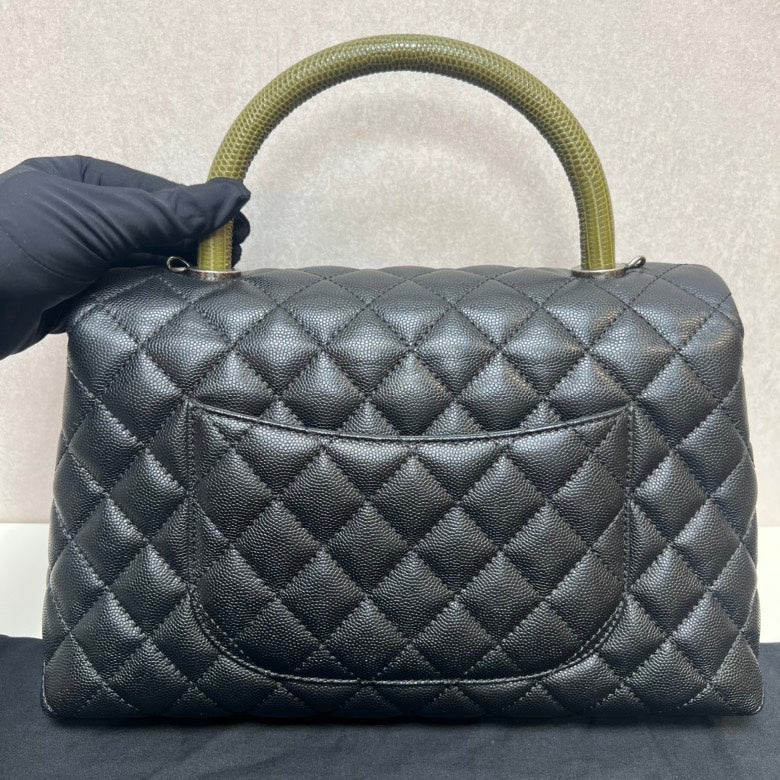 CHANEL Classic Black Quilted Leather Top Handle Bag