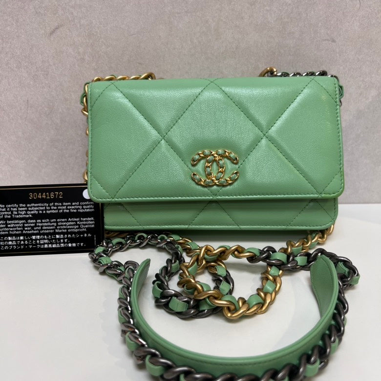CHANEL Classic Flap Bag in Mint Green Quilted Leather Crossbody