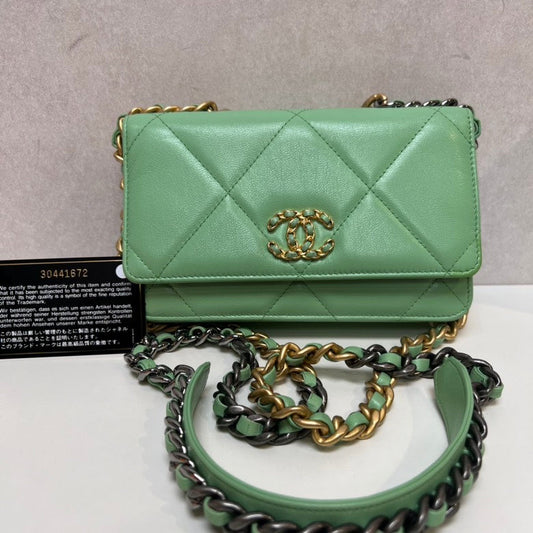CHANEL Classic Flap Bag in Mint Green Quilted Leather Crossbody