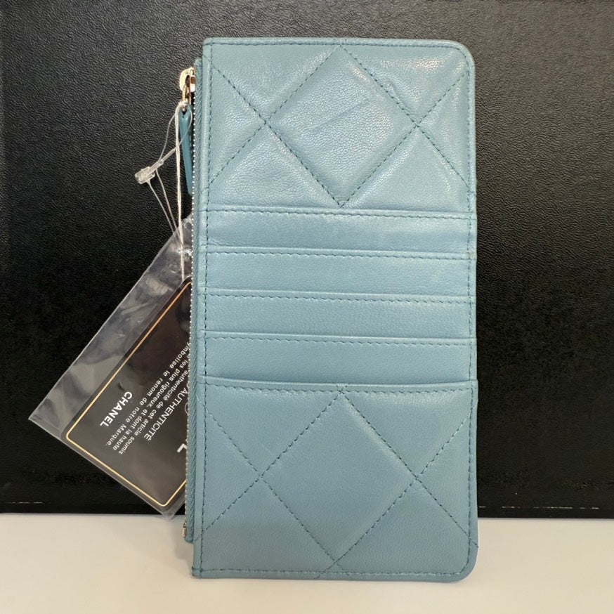 Chanel  Calfskin Pouch FM Light Blue Leather Clutch