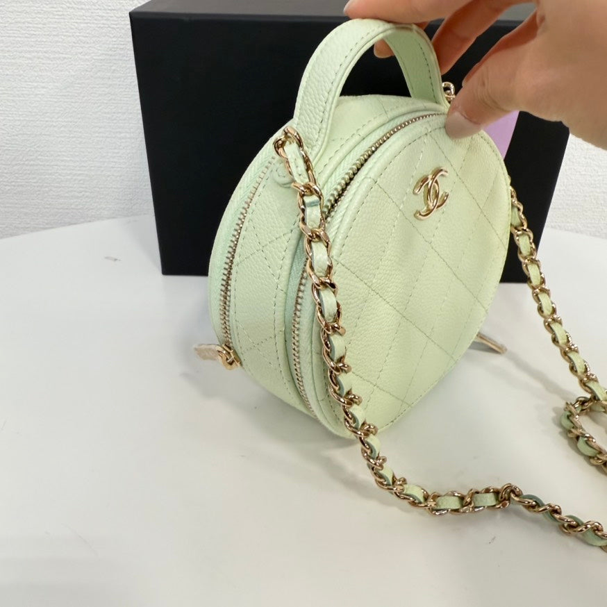 Preloved Chanel Caviar Leather 2way Mini Bag FM0098 in Light Green
