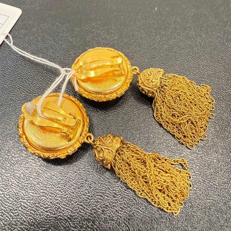   Chanel Coco Lava Tassel Clip-on Earrings A FM