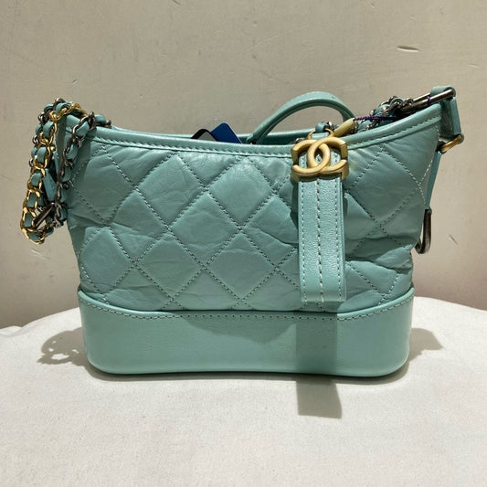 Chanel Gabrielle Small Crossbody Bag in Light Blue Leather with Card