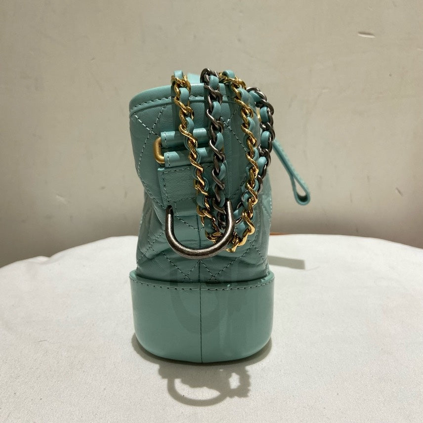 Chanel Gabrielle Small Crossbody Bag in Light Blue Leather with Card