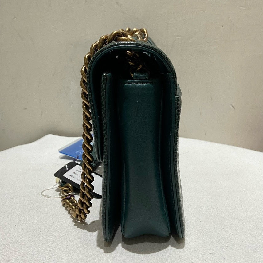 Chanel Preloved Lizard Skin Flap Bag Green Shoulder Bag
