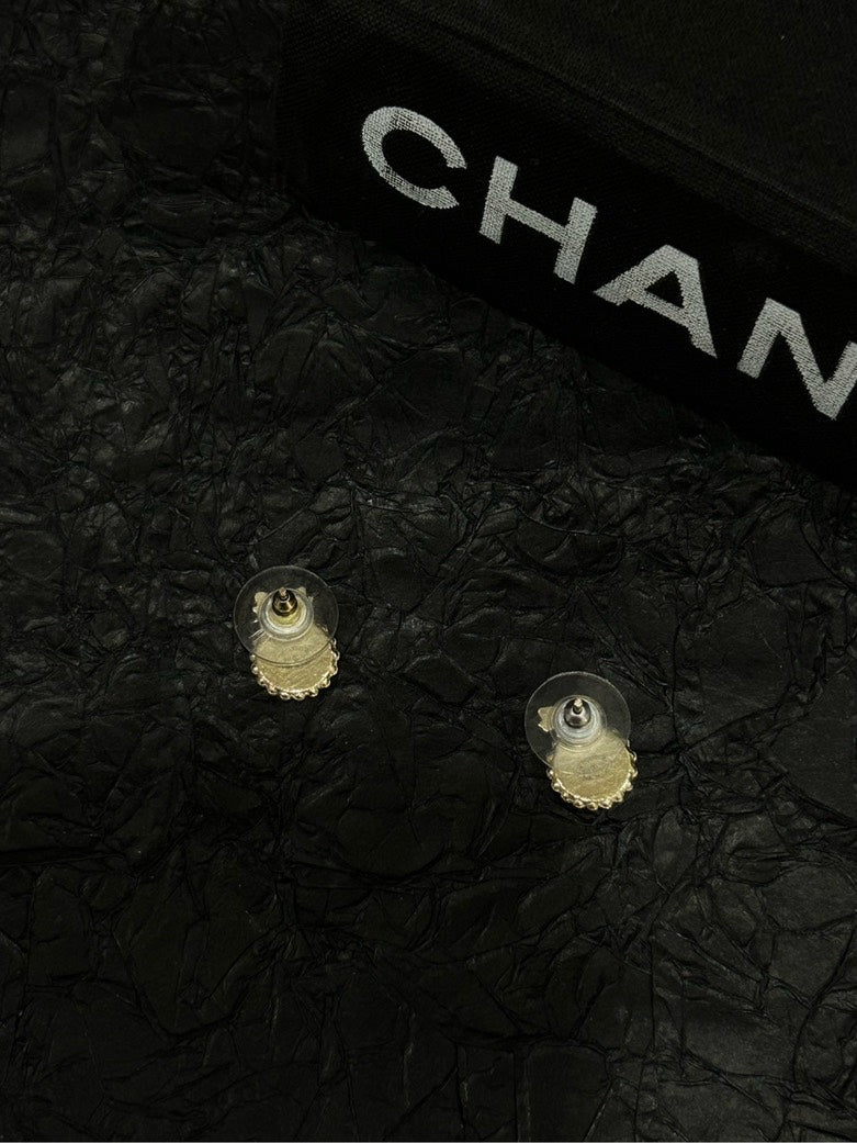 Chanel CC Bow Stud Earrings Gold Earrings