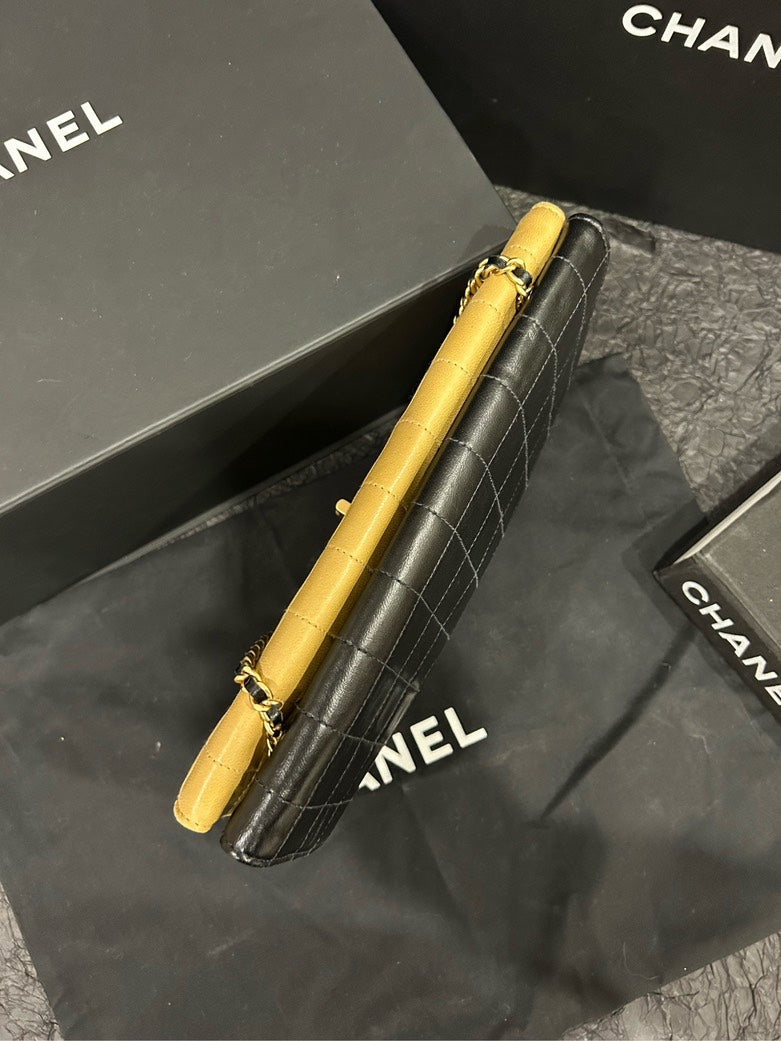 Chanel Yellow Checkered Chain Shoulder Bag cm x cm