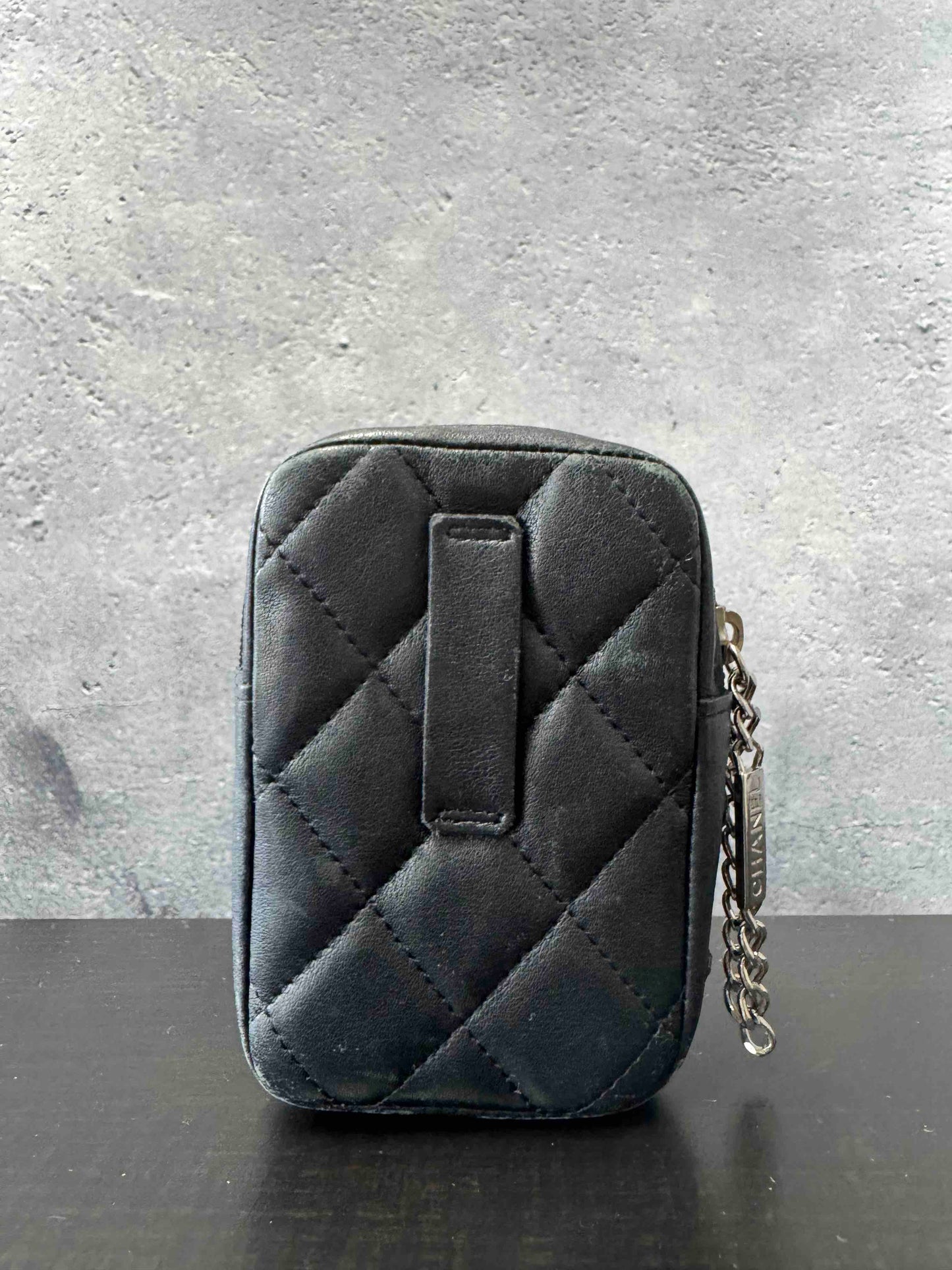 Chanel Mini Pouch RE Black Leather Clutch
