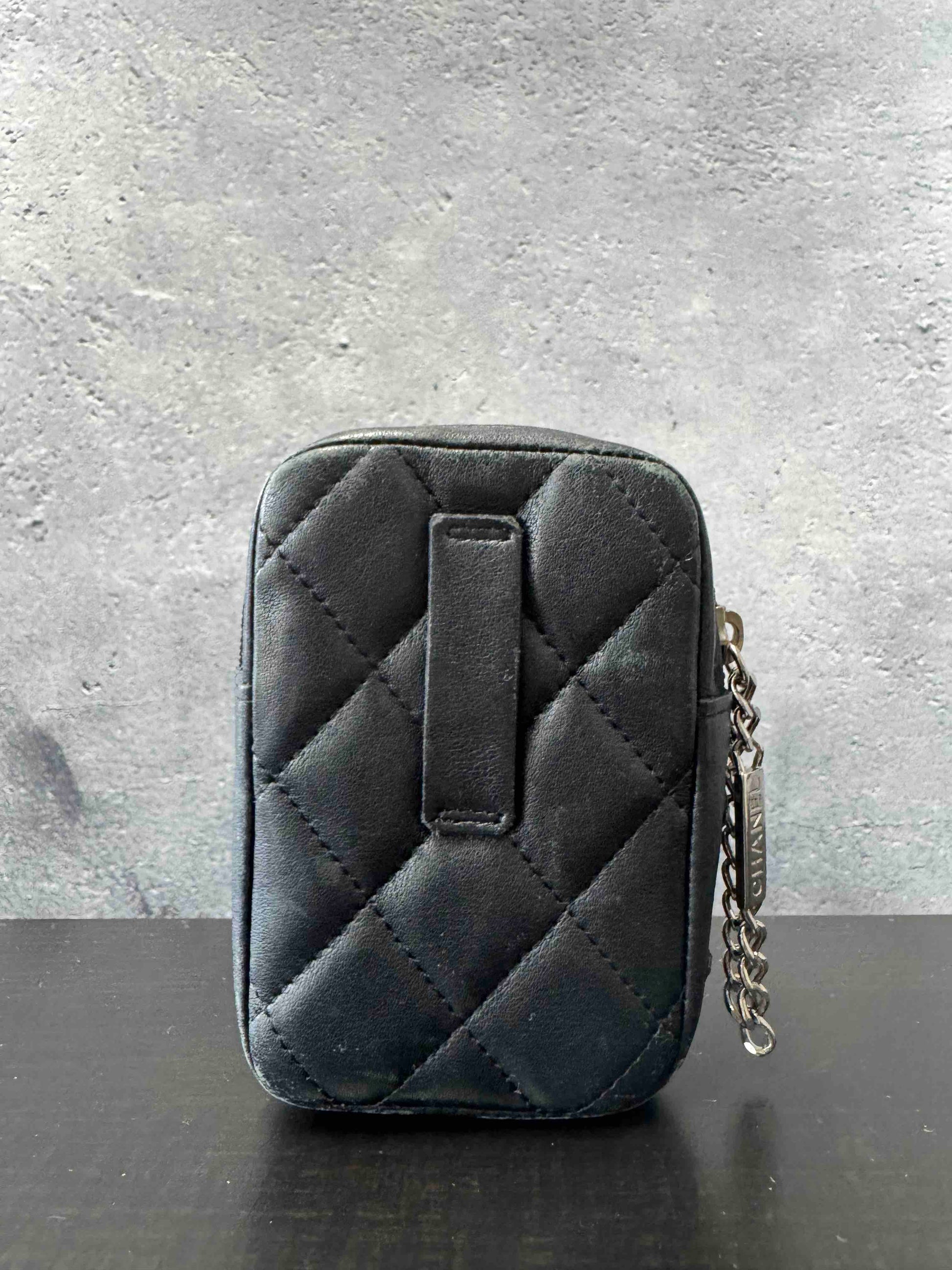 Chanel Mini Pouch RE Black Leather Clutch