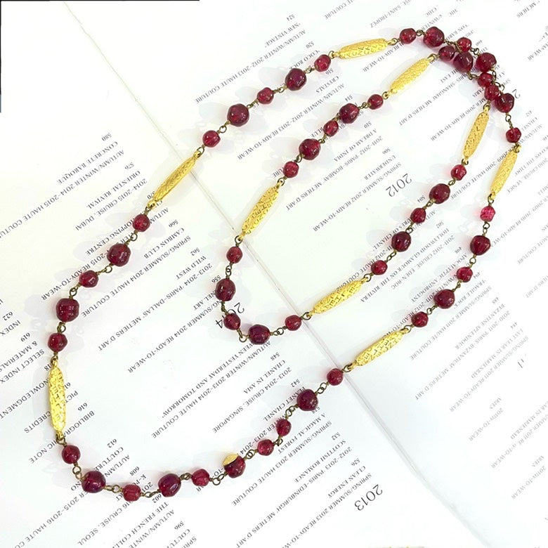 Chanel Red and Gold Rank A Necklace