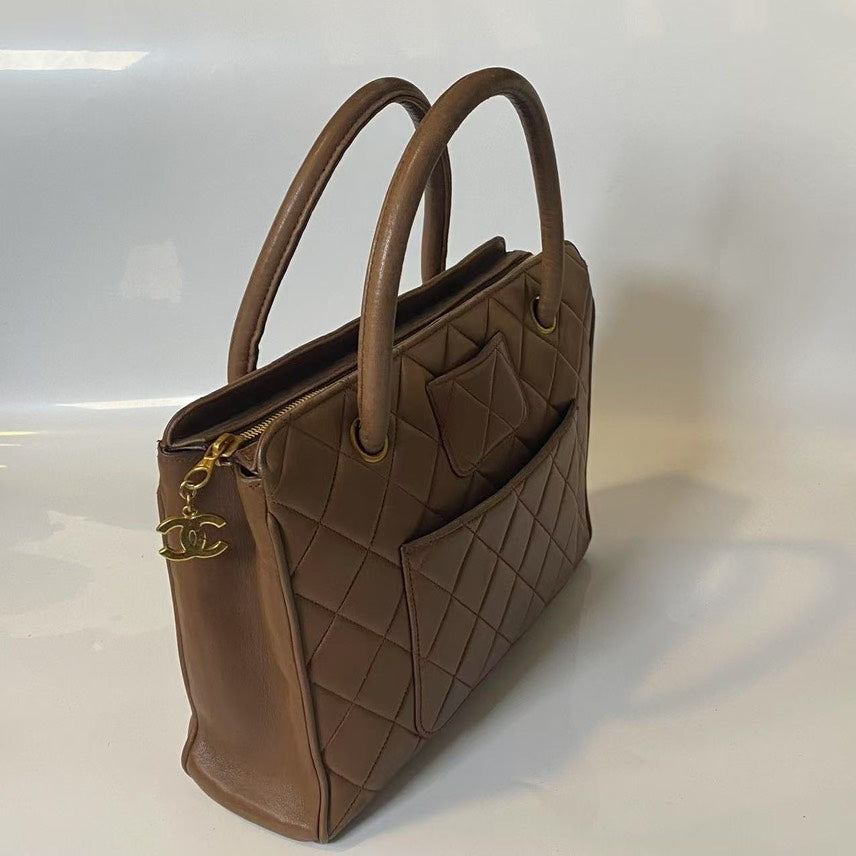 Chanel Quilted Brown Leather Tote Bag