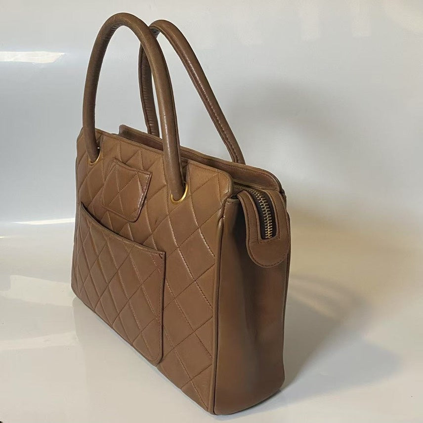 Chanel Quilted Brown Leather Tote Bag