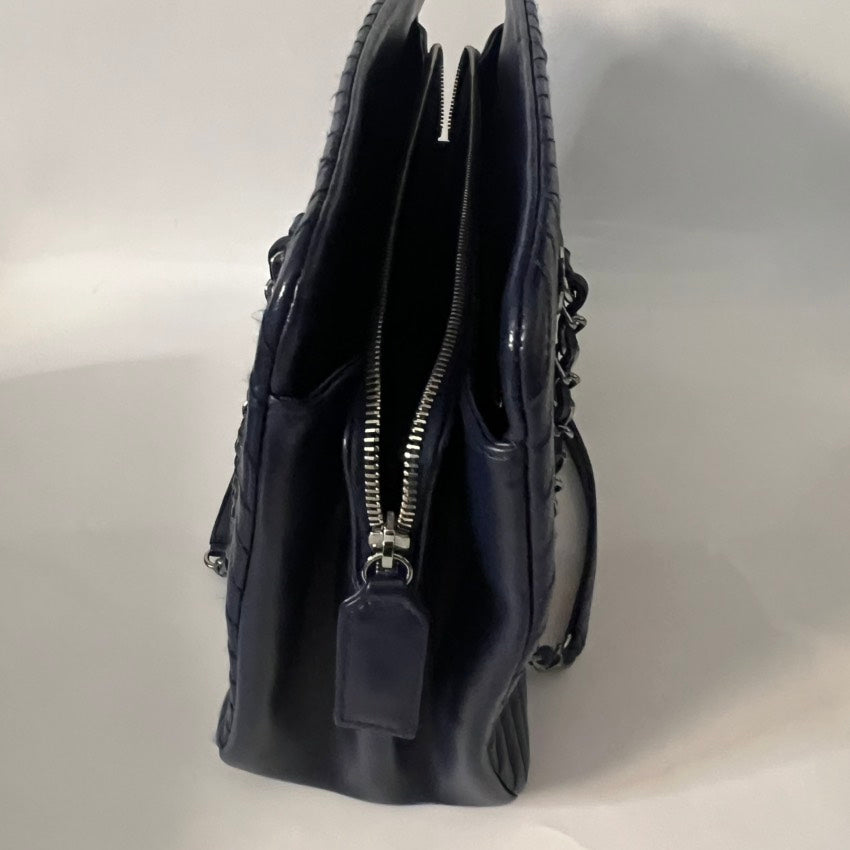 Chanel   Blue Leather Quilted Tote Bag – Preloved Designer Handbag