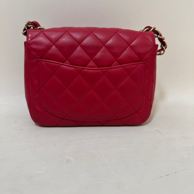 Chanel CF Mini Square Bag Red Leather Crossbody