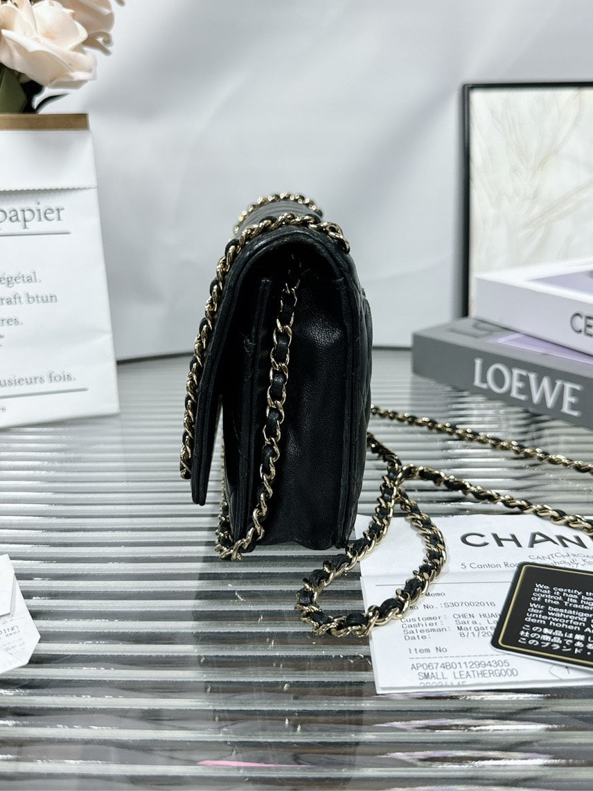 Chanel WOC Black Quilted Leather Crossbody Bag