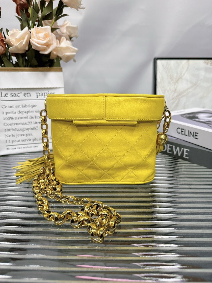 Chanel Preloved Yellow Leather Shoulder Bag HFY