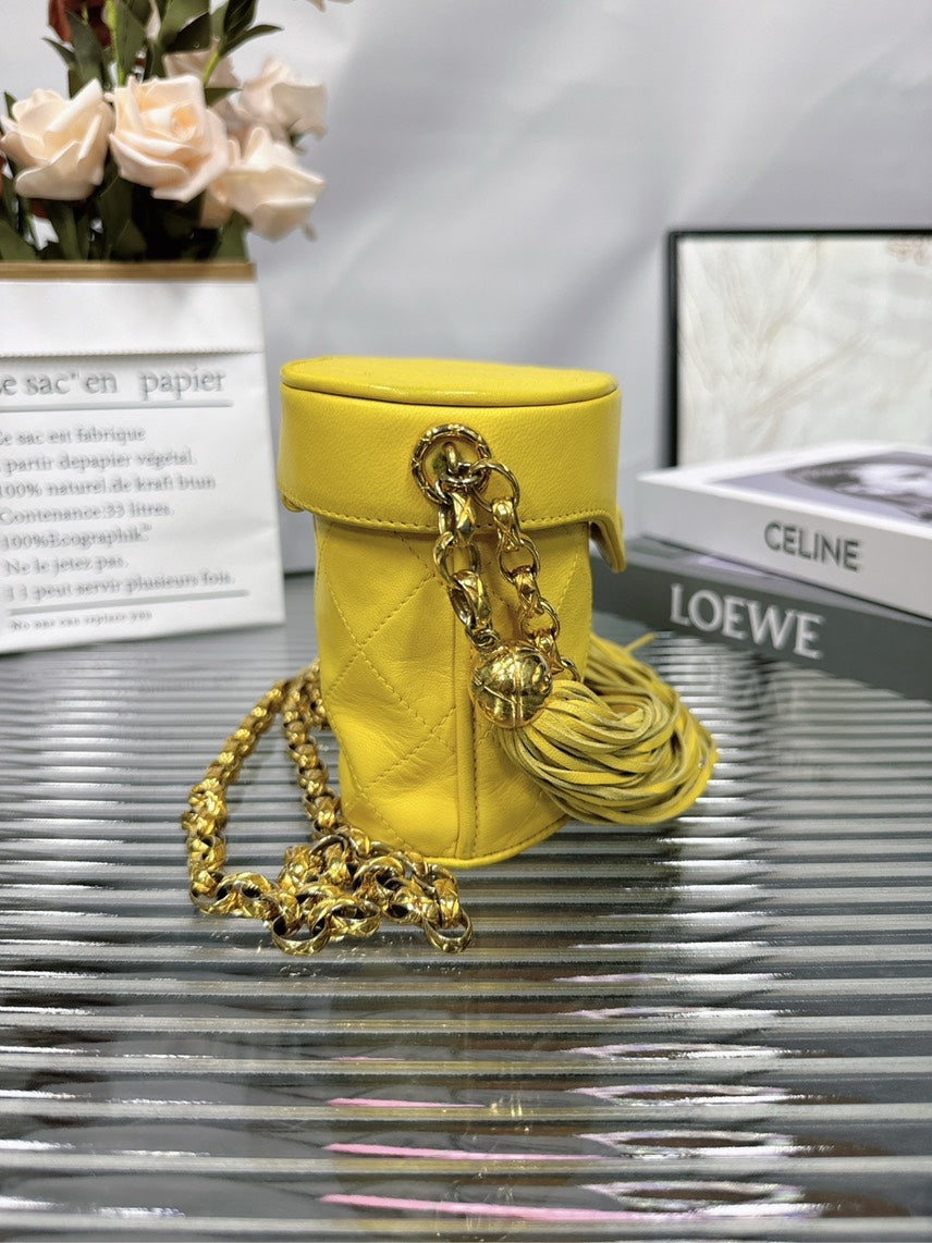 Chanel Preloved Yellow Leather Shoulder Bag HFY
