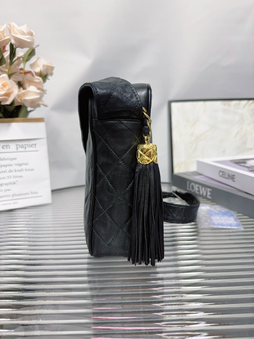 Chanel Quilted Black Leather Crossbody Bag