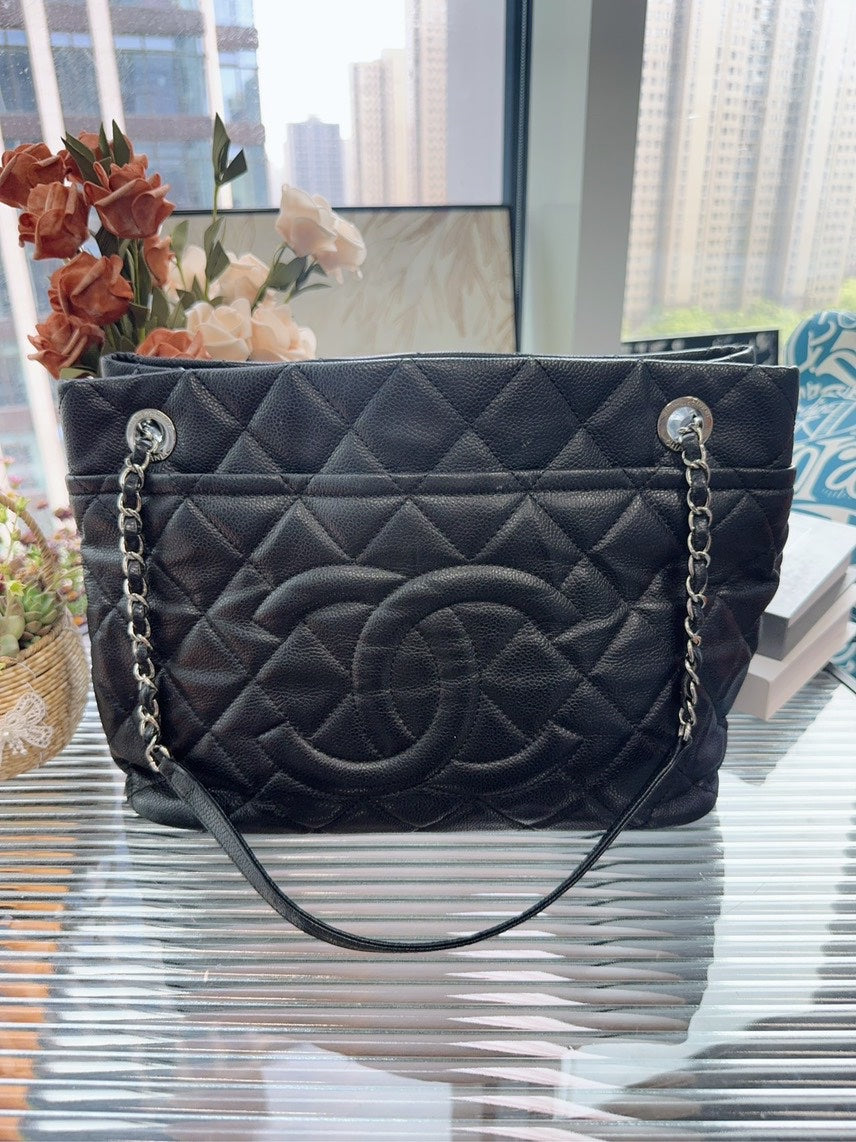 Chanel HFY Black Quilted Leather Tote Bag