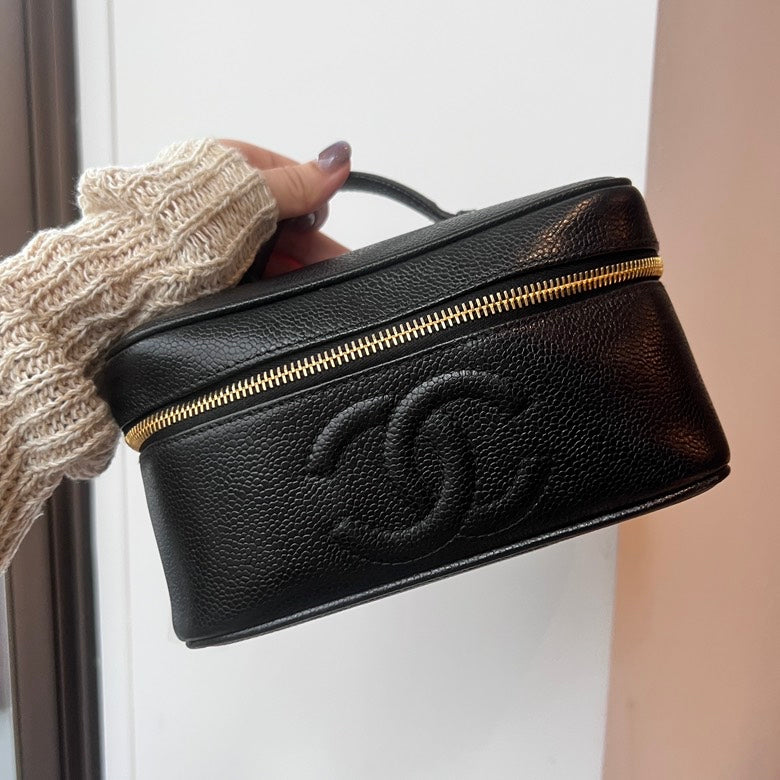 Chanel Caviar Leather Cosmetic Bag Black