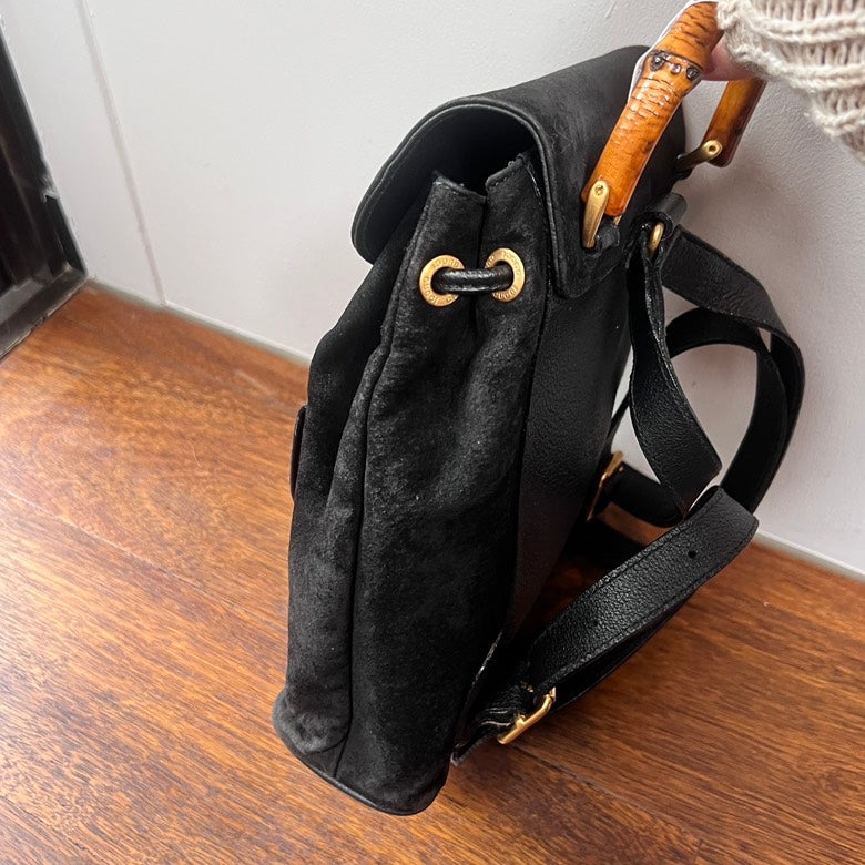 Gucci Bamboo Backpack AG367 Black Leather