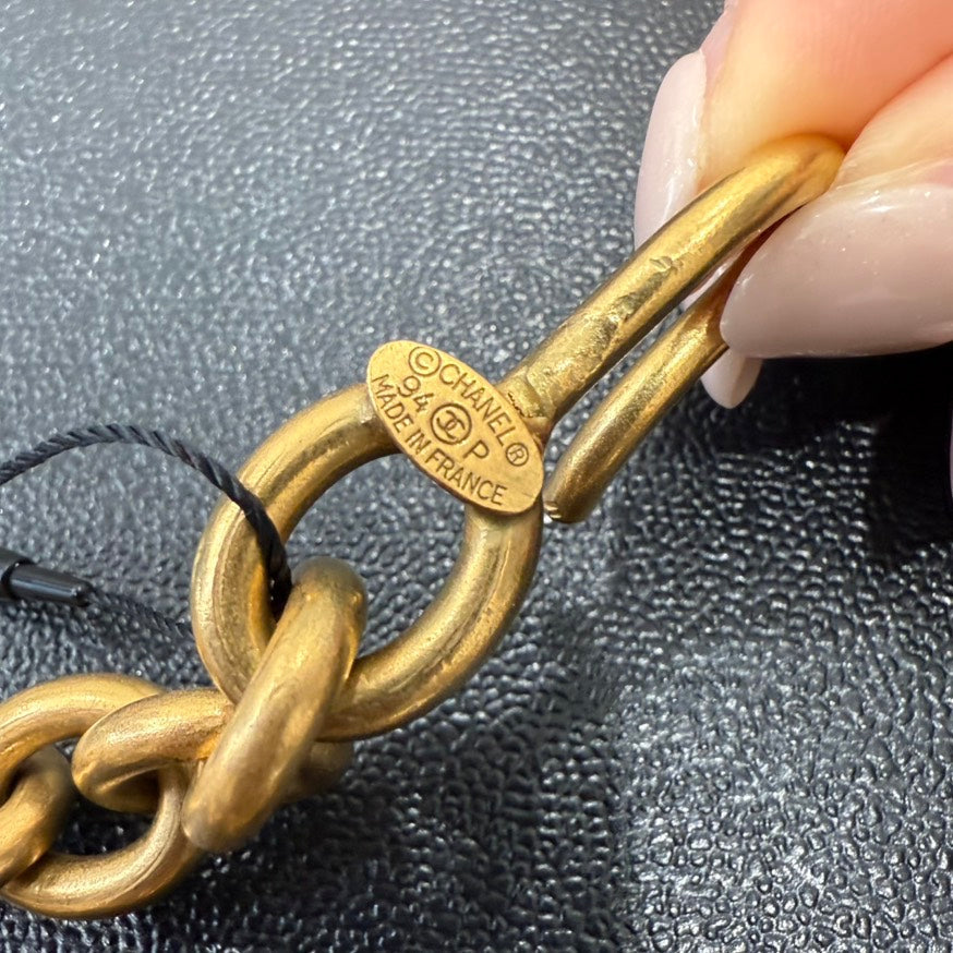   Chanel Ship Wheel Pendant Necklace P GT