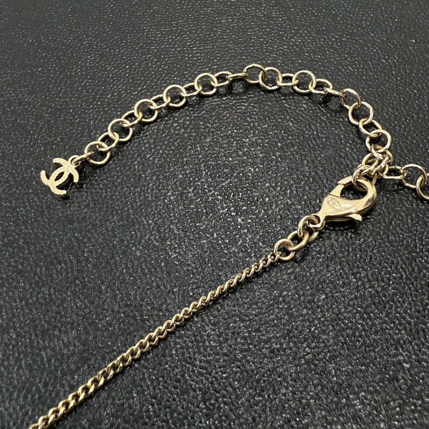 Preloved Chanel Coco Pearl Rhinestone Necklace Gold