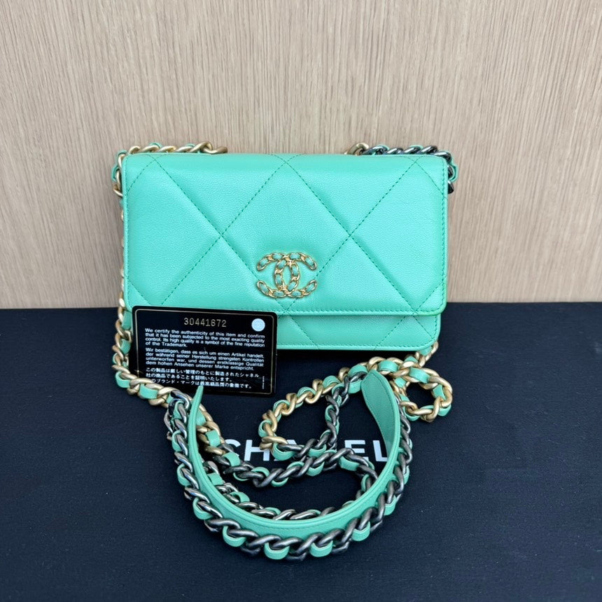 Chanel Mint Quilted Leather Crossbody Bag