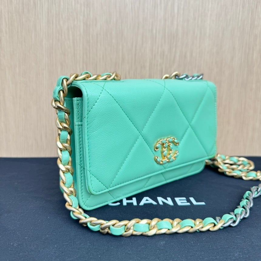 Chanel Mint Quilted Leather Crossbody Bag