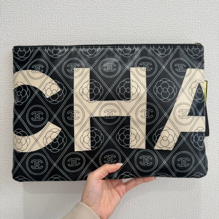Chanel Camellia Clutch Bag GT Black Leather Clutch