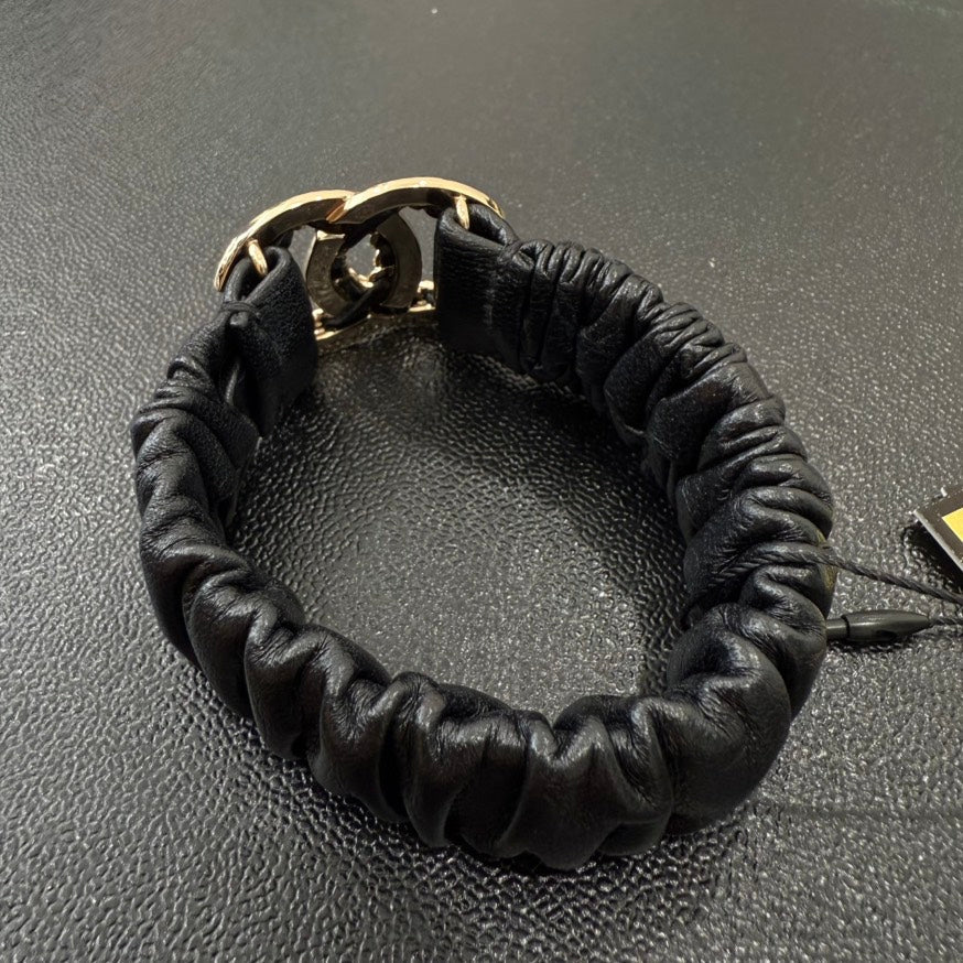 Chanel Coco Leather Bracelet Black BP GT