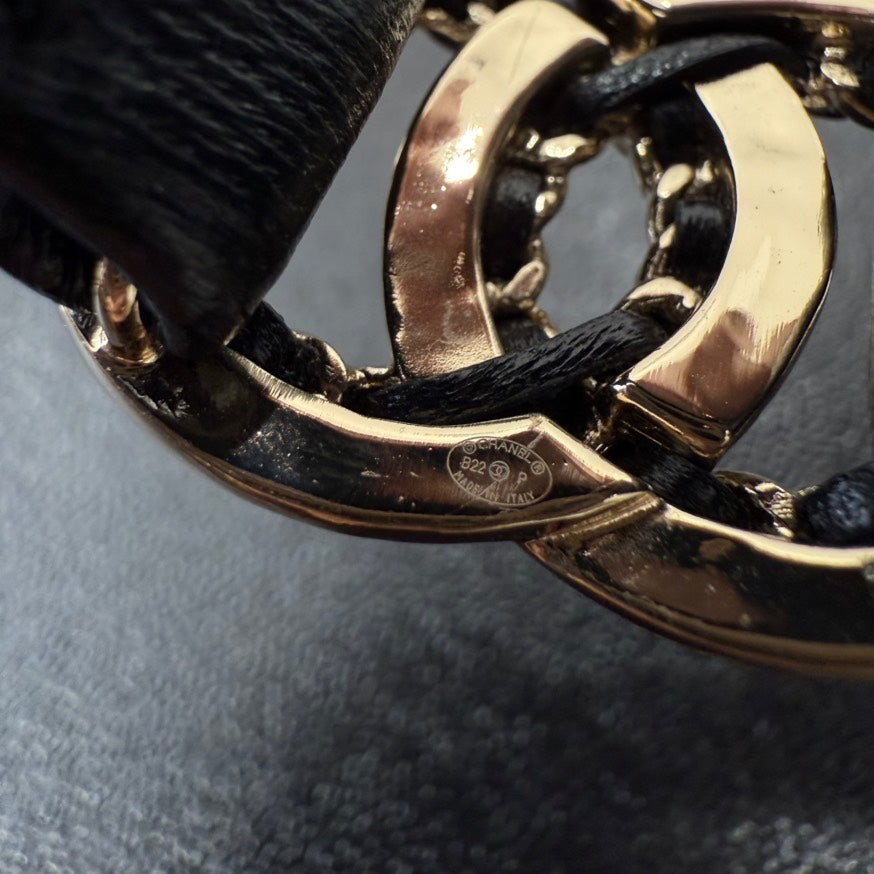 Chanel Coco Leather Bracelet Black BP GT