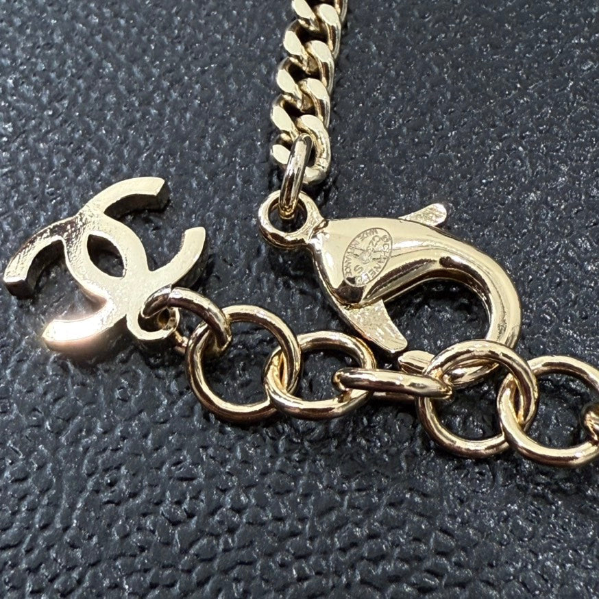 Chanel Rhinestone Clover Bracelet CS GT Gold Bracelet