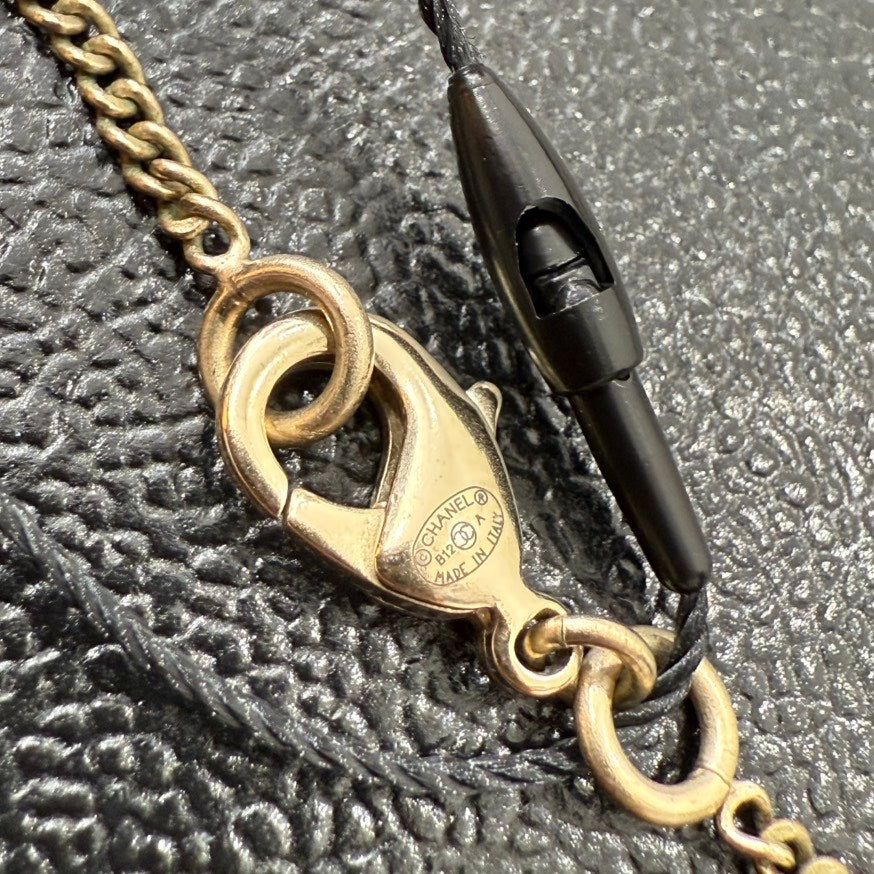 Preloved Chanel Coco Necklace GT8403 Gold Chain Red Pendant