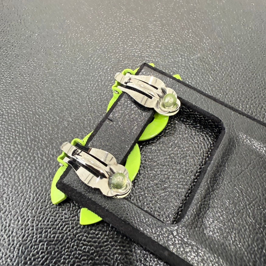 Chanel Coco Clip-On Earrings Green A GT