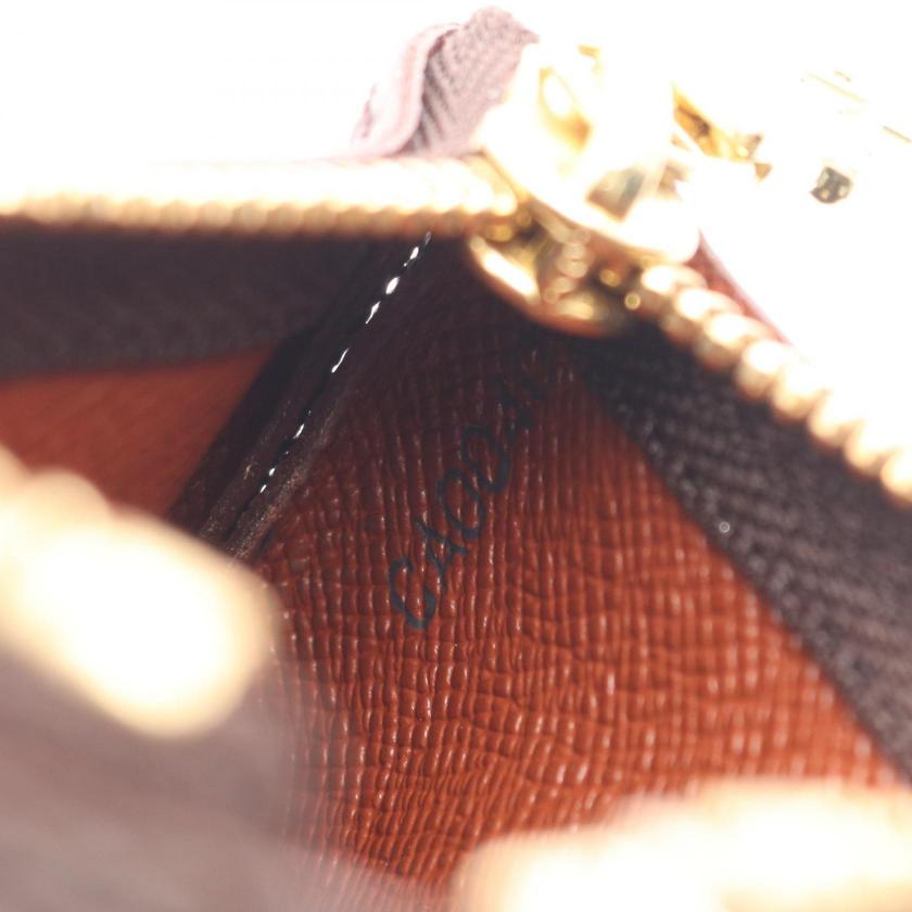 Louis Vuitton Pochette Cle Monogram Coin Purse PVC Brown with Key Ring
