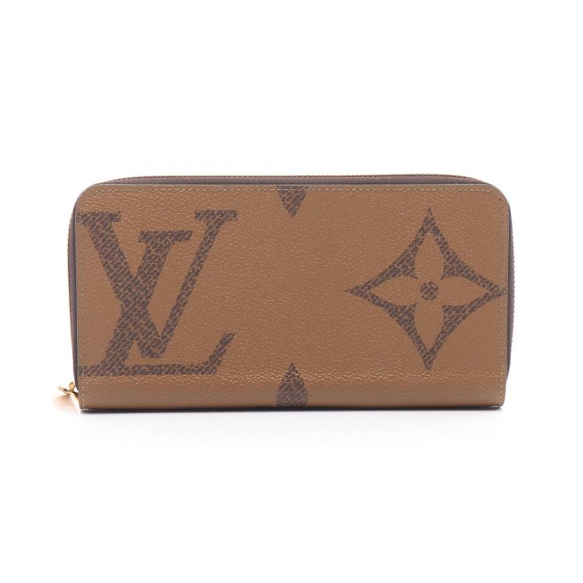 Louis Vuitton Zippy Wallet Monogram Giant Reverse Round Zipper Long Wallet Light Brown PVC Leather