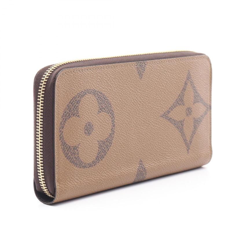 Louis Vuitton Zippy Wallet Monogram Giant Reverse Round Zipper Long Wallet Light Brown PVC Leather
