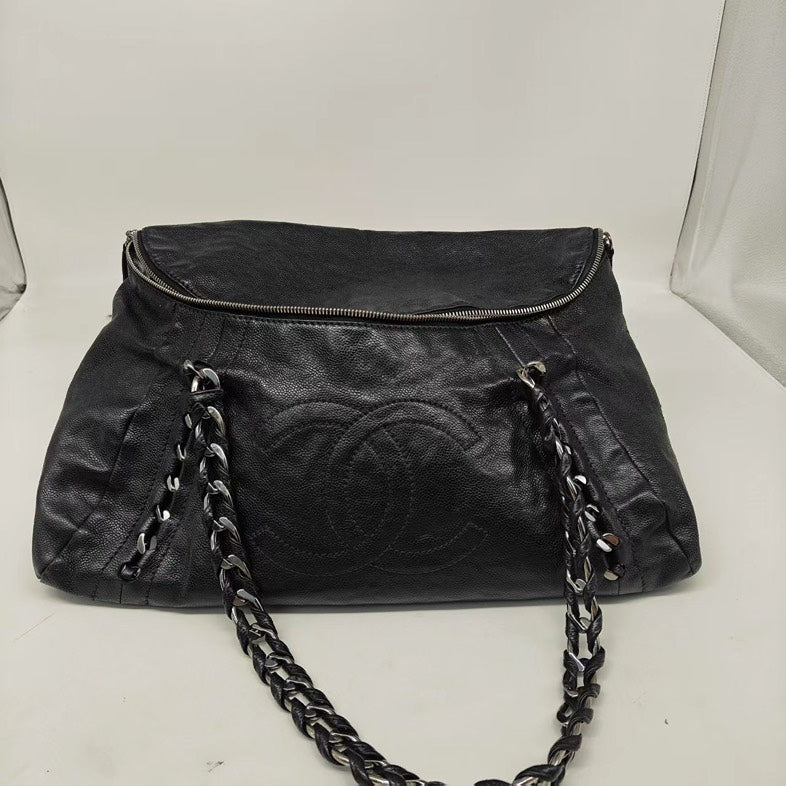 Chanel Black Calfskin Shoulder Bag -   Luxury Handbag
