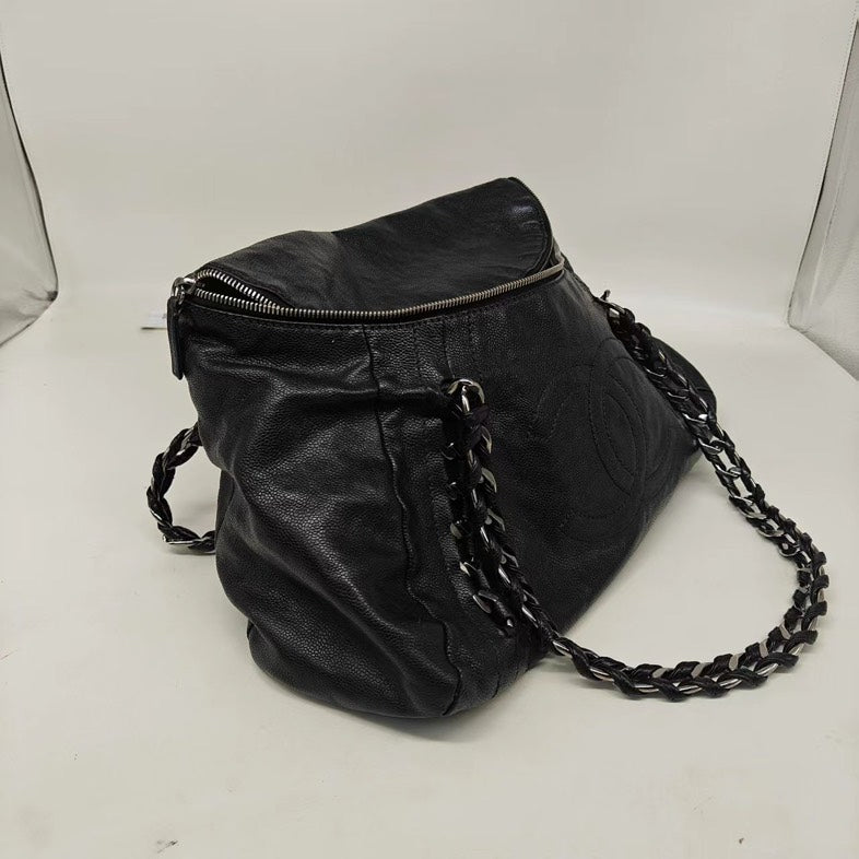Chanel Black Calfskin Shoulder Bag -   Luxury Handbag