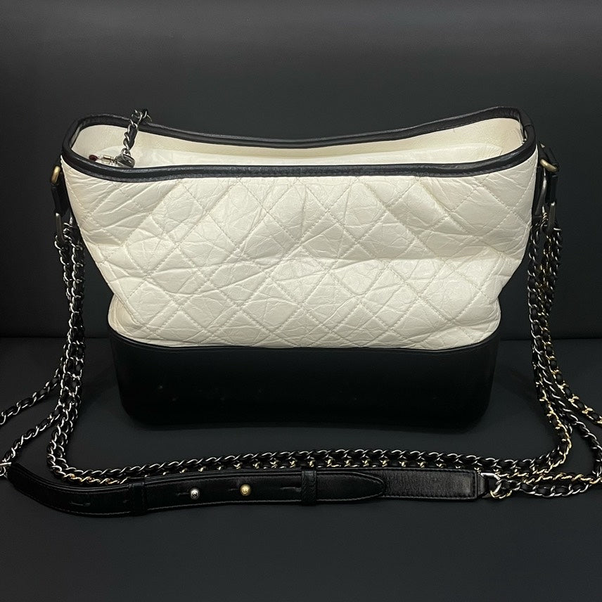 Preloved Chanel HY Quilted White and Black Shoulder Bag