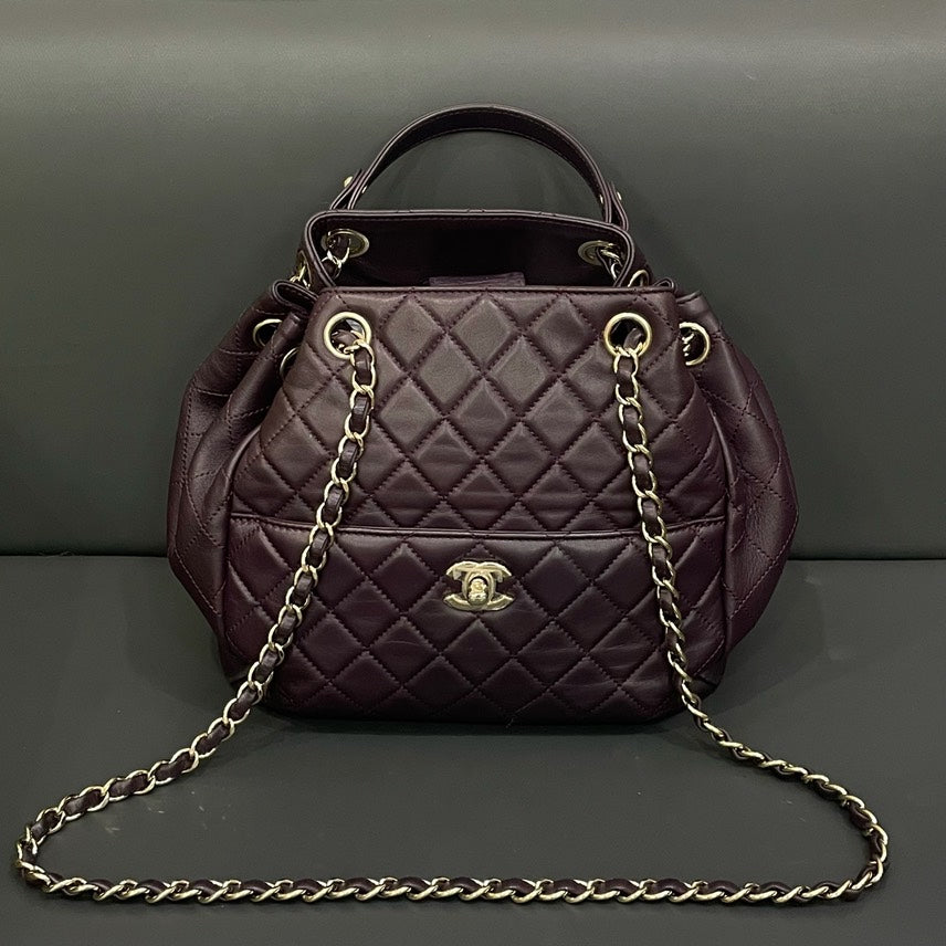 Chanel Bag HY Quilted Burgundy Leather Top Handle Bag
