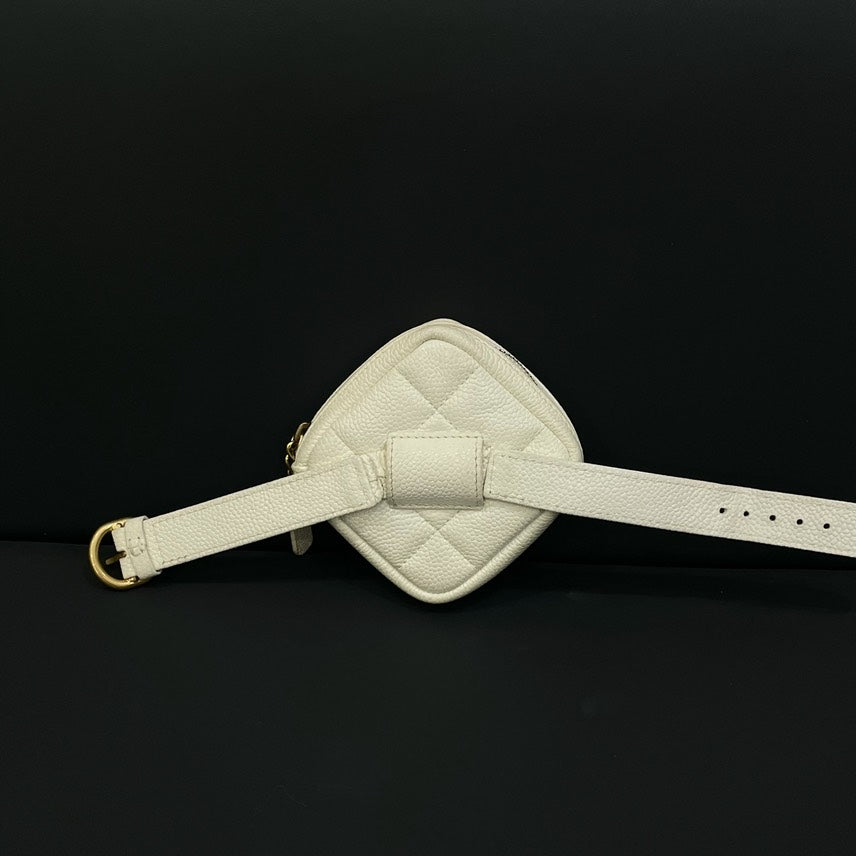 Chanel Quilted Cream Belt Bag - Preloved Chanel Bag HY