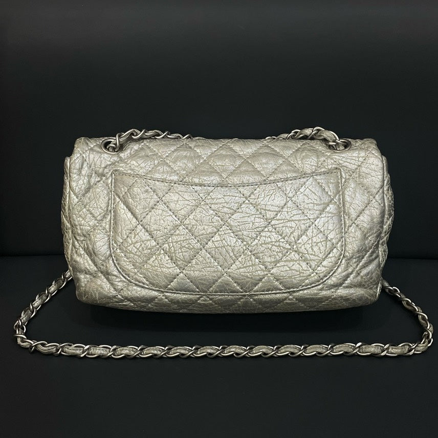 Chanel Preloved HY Quilted Silver Leather Shoulder Bag