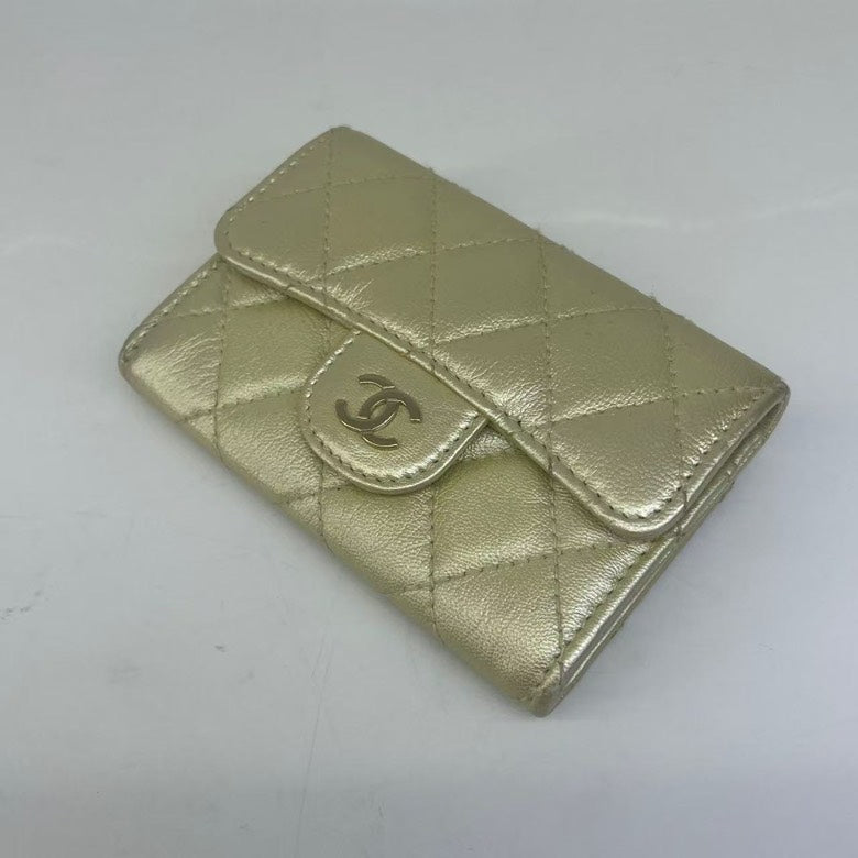 Chanel Quilted Gold Leather Wallet