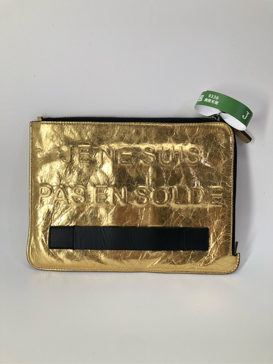 Chanel Je Ne Suis Pas En Solde Gold Leather Clutch