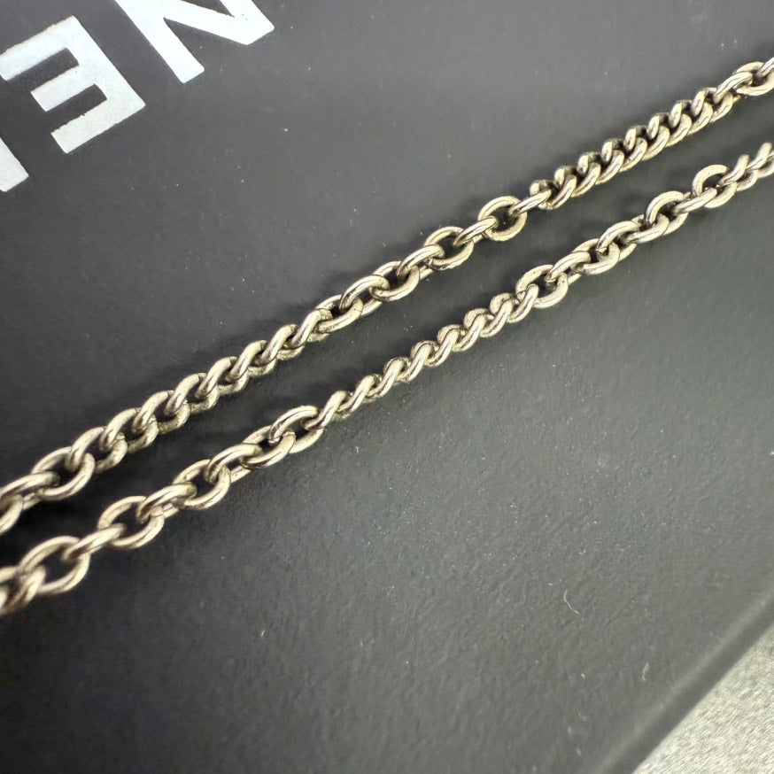 Chanel Coco Rhinestone Necklace Silver Pendant